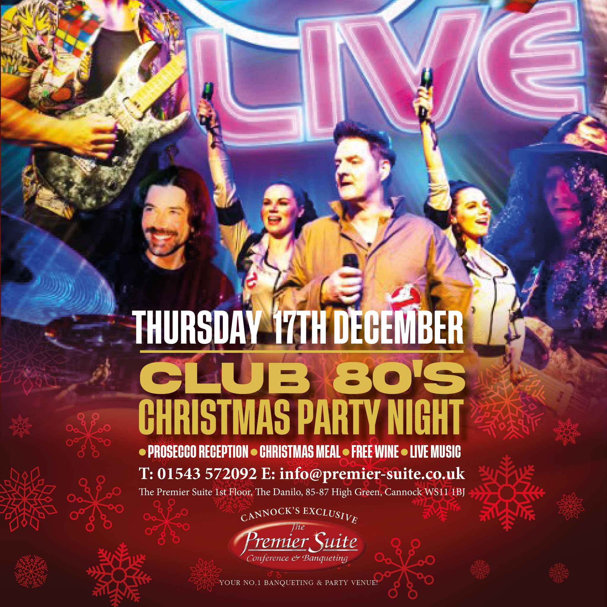 ✨ Back to the 80’s Christmas Party Night with Club 80’s at The Premier Suite, Cannock